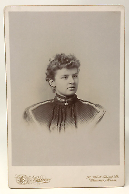 #ad Cabinet Card Photo Young Woman Short Hair Winona Minnesota by Bauer $13.45