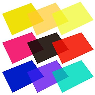 #ad 9 Pcs Color Correction Light Gel Filter Sheet Overlays Transparency Color Film $16.25