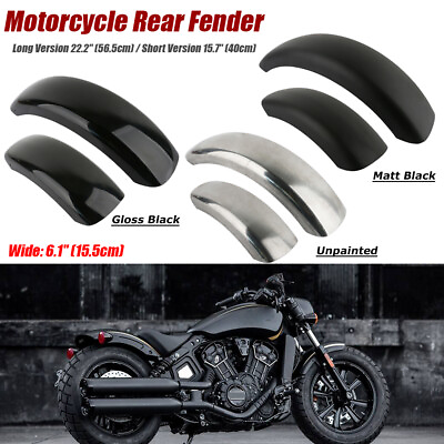 #ad 6.1#x27;#x27; Flat Motorcycle Rear Custom Steel Fender Black For Harley Bobber Chopper $68.30