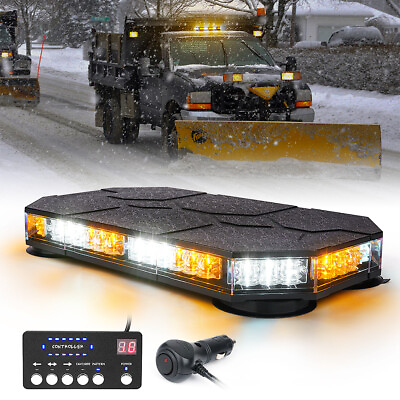 Xprite 14quot; 42 LED Rooftop Strobe Beacon Light Emergency Warning White Amber Mix $65.99