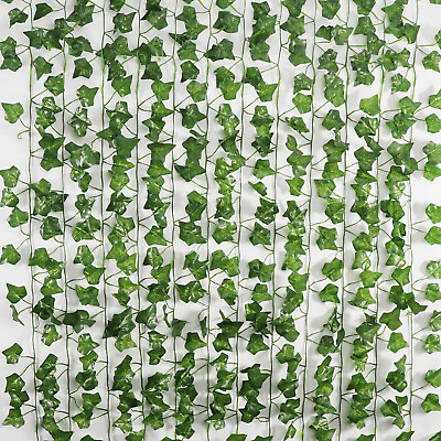 #ad EZFLOWERY 12 Strands 84 Feet Artificial Ivy Vines Leaves Silk Garland Fake $14.98