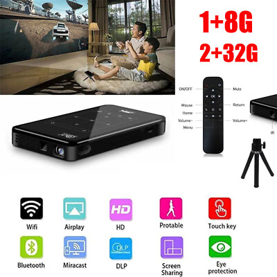 #ad 4K 3D Touch Smart DLP Mini Projector Android 5G WiFi Bluetooth UHD Home Theater $199.99