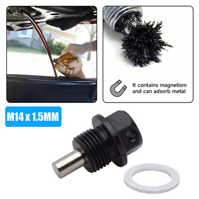 #ad Black M14*1.5mm Magnetic Oil Drain Plug Metal Car Engine Oil Pan Plug Universal $3.39