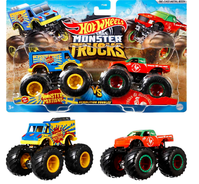 #ad Monster Trucks Demolition Doubles Hot Wheels Big Wheel Truck Toys Children Play $14.58