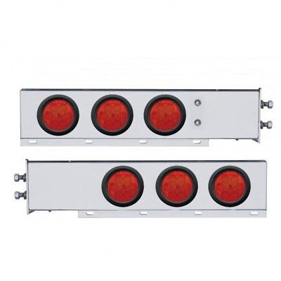 2quot; Bolt Pattern Stainless Light Bar LED Lights amp; Grommets Red LED Red Lens $272.99
