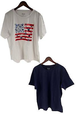 #ad Denim amp; Co. 2 Pack Perfect Jersey Americana Tops Place Flag $27.99