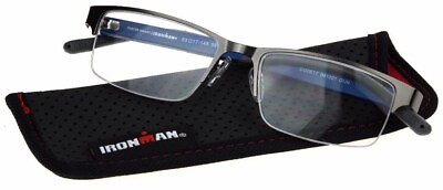 #ad NEW Foster Grant Reading Glasses IRONMAN IM1001 GRAY BLUE Metal IronFlex $18.99