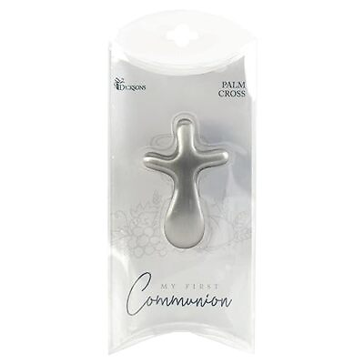 #ad Curved Design My First Communion Brushed Pewter Tone Finish Silver 2.5 x 1.5 ... $17.77