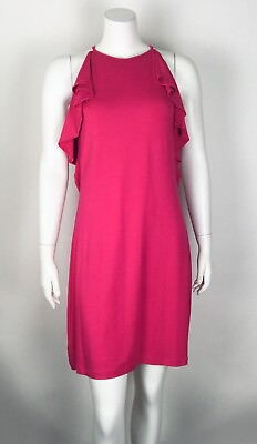 #ad Ann Taylor Petite Halter Shift Dress NWT $118 Pink Ruffled Stretch 8P $57.26