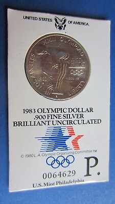 #ad USA Silber 1 Dollar Olympiade Philadelphia 1983 im orig. Hartkarton in st EUR 25.00