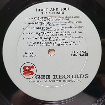 #ad The Cleftones Heart And Soul Vinyl LP GEE Records 1st Press 1961 VERY GOOD $79.99