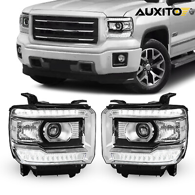 #ad Clear Headlights Lamps W LED DRL For 2014 18 GMC Sierra 1500 15 19 2500 3500HD $325.99