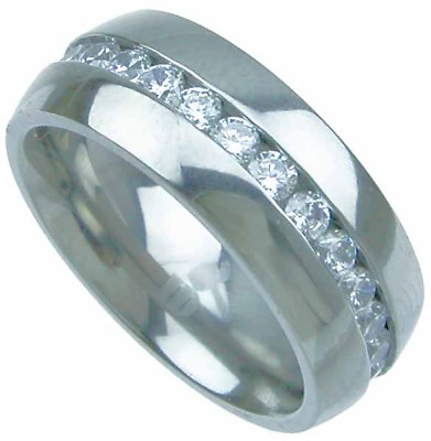 #ad 2.00 Ct Mens Round cut Titanium Eternity Band Wedding Ring 8mm wide $45.00