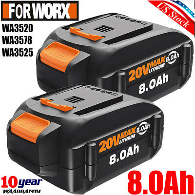 #ad 2PACK For WORX 8.0Ah 20V MAX Li ion Extend Battery WA3520 WA3525 WA3575 WA3578 $138.98