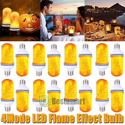 #ad 15x LED Flame Light Bulbs E27 Base Simulated Nature Fire Flicker Lamp Home Decor $66.99