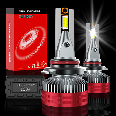 #ad 9006 HB4 Led Headlight Bulbs 120W 40000LM Super Bright 6700K High Low Beam x2 $32.99