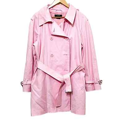 #ad J. Percy Double Breasted Trench Coat Size L Women Pink Lined Pockets Belted $35.00