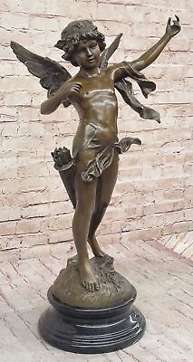 #ad Hand Made Large Putti by French Artist Augustine Moreau Genuine Bronze Sculpture $349.50