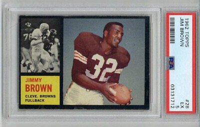 #ad 1962 TOPPS #28 JIM JIMMY BROWN CARD CLEVELAND BROWNS PSA 5 WELL CENTERED BEAUTY $600.00