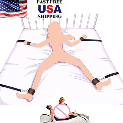 #ad Bed Restraint Kit Rope Handcuffs Furry Cuffs Strap Sex Wrists Ankle for Roleplay $9.99