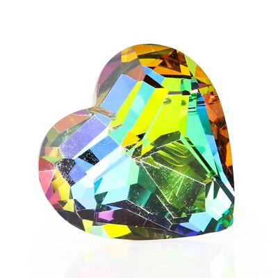 #ad Rainbow AB 3D Love Crystal Suncatcher Fengshui Faceted Prism Glass Suncatcher $6.49