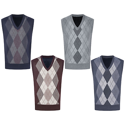 #ad US Mens Sweater V Neck Tops Casual Vest Winter Jumper Autumn Waistcoat Work Warm $10.22