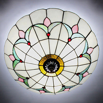 #ad Tiffany Style Stained Glass Ceiling Lighting Fixture Flush Mount Vintage Light $69.99