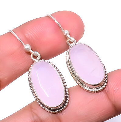 #ad Rose Quartz 925 Sterling Silver Earring 1.56quot; A338 $15.17