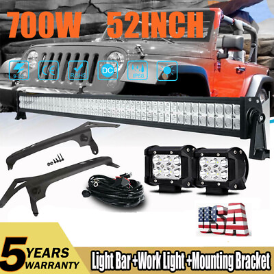 52quot; LED Light BarRoof Mount Brackets Offroad2XPods for Jeep Wrangler JL 18 21 $197.88