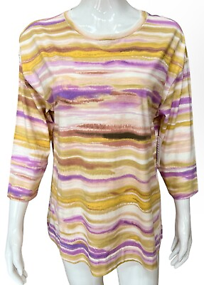 #ad Westbound Blouse Cotton Modal Top 3 4 Open Sleeve T shirt Size PL New NWT $16.95