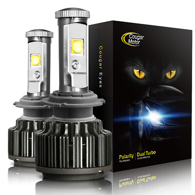 #ad H7 LED Headlight Bulbs High Low Fog Light Kit 60W 7200LM 6000K Cougarmotor $19.99