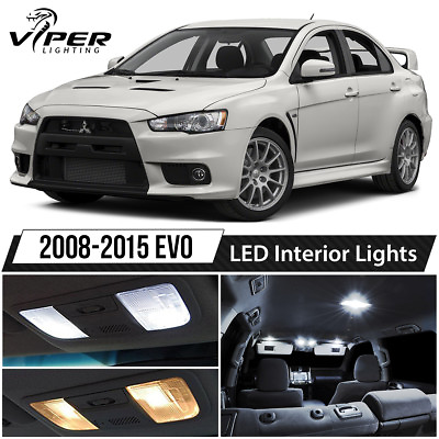 #ad 2008 2015 Mitsubishi Lancer Evo X White LED Interior Lights Package Kit $12.99