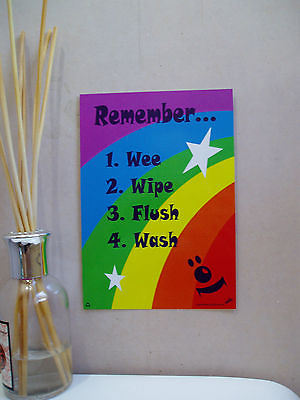 #ad A5 Rainbow Stars Children Kids Toilet Training Sign Positive Subliminal Reminder AU $6.95
