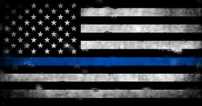 #ad 3x5 inch Vintage American Flag w Thin Blue LINE Sticker Police USA us fop cop $9.00