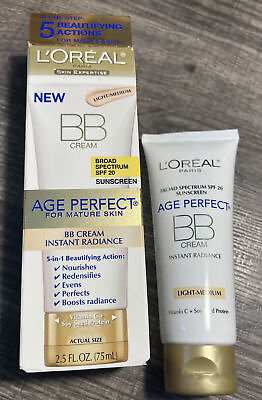 L’oreal SPF 20 light med BB CREAM INSTANT RADIANCE AGE PERFECT 2.5oz HTF Discont $41.65