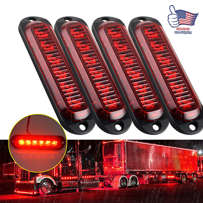 4pcs 6 LED Side Marker Red Lights Clearance Light Truck Trailer RV Waterproof US $12.99