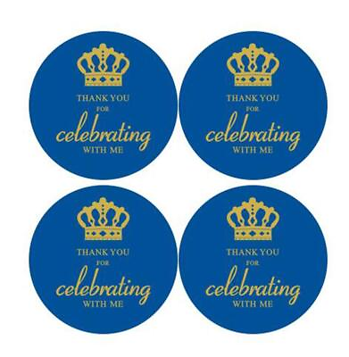 #ad 2quot; Round 50 Pack Crown Thank You Label Stickers Birthday Party Sticker Labels... $14.65