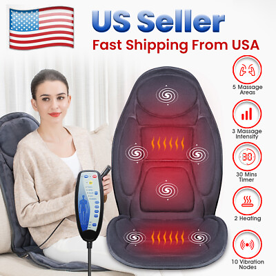 #ad Snailax Massage Seat Cushion Electric Heated Back Neck Massager Chair Pad Car $56.99