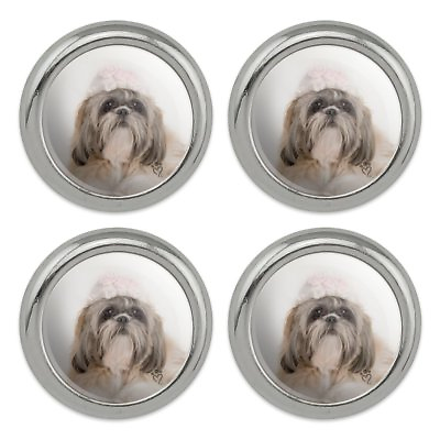 #ad Shih Tzu Dog Precious Knit Hat Metal Craft Sewing Novelty Buttons Set of 4 $4.99