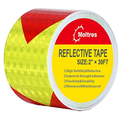 #ad Waterproof Reflective TapeRed amp; Yellow 2Inch X 30Feet Conspicuity Adhesive $14.72