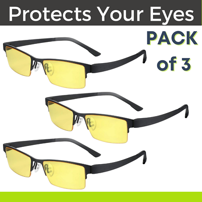 3PACK Blue Light Blocking Glasses Computer Gaming Vision Care Protection Eyewear $16.40