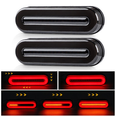 2x Red Amber LED 5quot; Truck Trailer Brake Stop Flowing Turn Signal Tail Light DRL $19.98