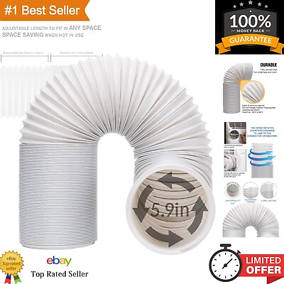 #ad AC Vent Hose 5.9quot; Diameter Anti Clockwise Thread Extendable Length up to 59quot; $32.39