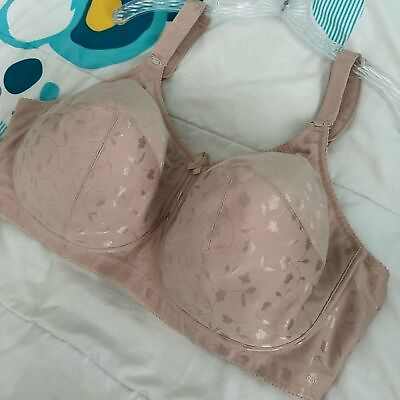 #ad Elila Jacquard Bra Nude Plus Size 46G Full Coverage Soft Cup No Wire Style 1305 $23.00