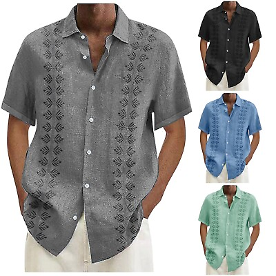 #ad Mens Digital 3D Printed T Shirt Short Sleeved Shirt Top Lapel ZF $21.23