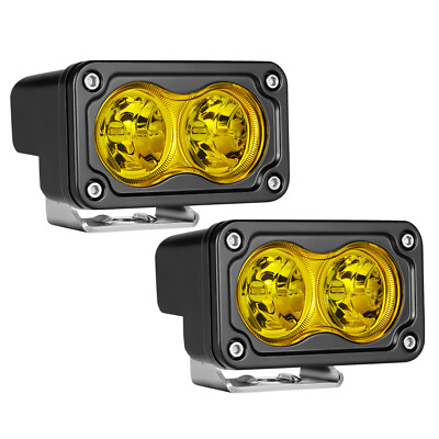 #ad Sport Driving Beam 3500K Yellow LED Light Cube Pods Offroad SUV UTV Polaris 2x3quot; $39.98