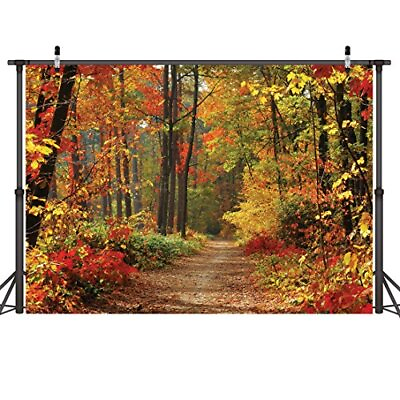 #ad Autumn Scenery Deciduous Background 7x5ft Vinyl Deciduous Mountain Road Photo... $16.48