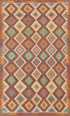 #ad Pastel Color Reversible Kilim Flat Weave Wool Area Rug 7#x27;x10#x27; Dining Room Carpet $339.00