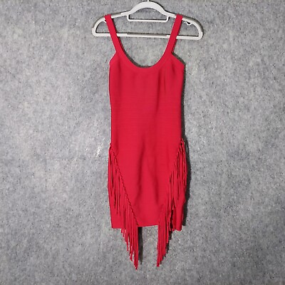 #ad Guess Marciano Dress Small Fringe Bandage Bodycon Stretchy Short Pink Western $22.32