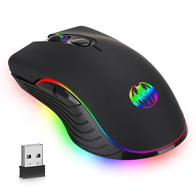 #ad Gaming Mouse Wireless USB Rechargeable 7 Color LED Backlight Optical Mice for PC $11.98